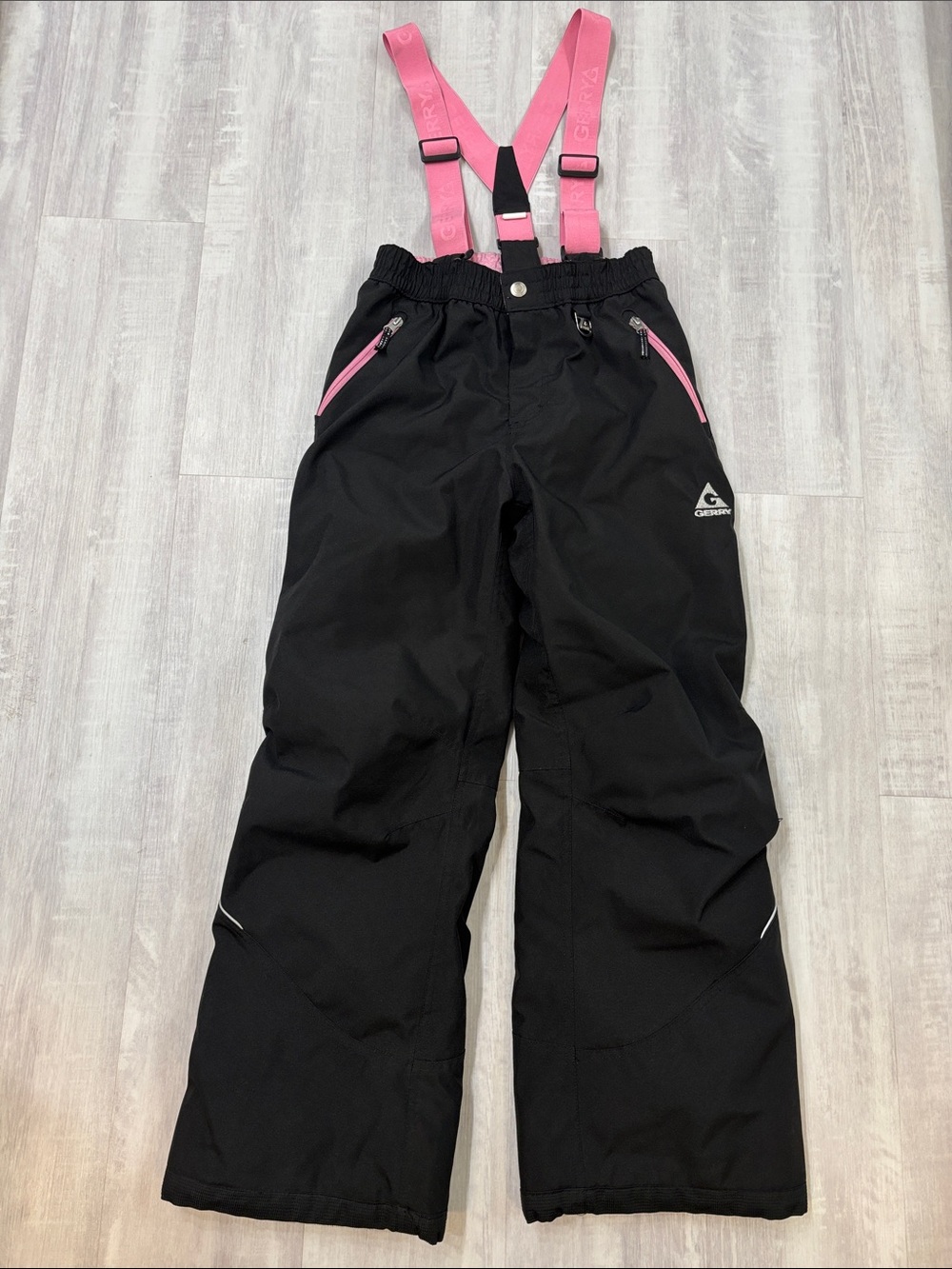 Gerry Black Snow Overalls with Pink Suspenders Large 14/16